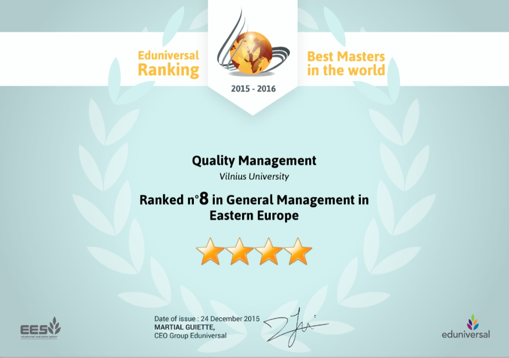 Quality management programme – 8th in Eastern Europe!